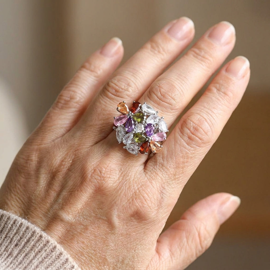 colorful petals ring — lifestyle