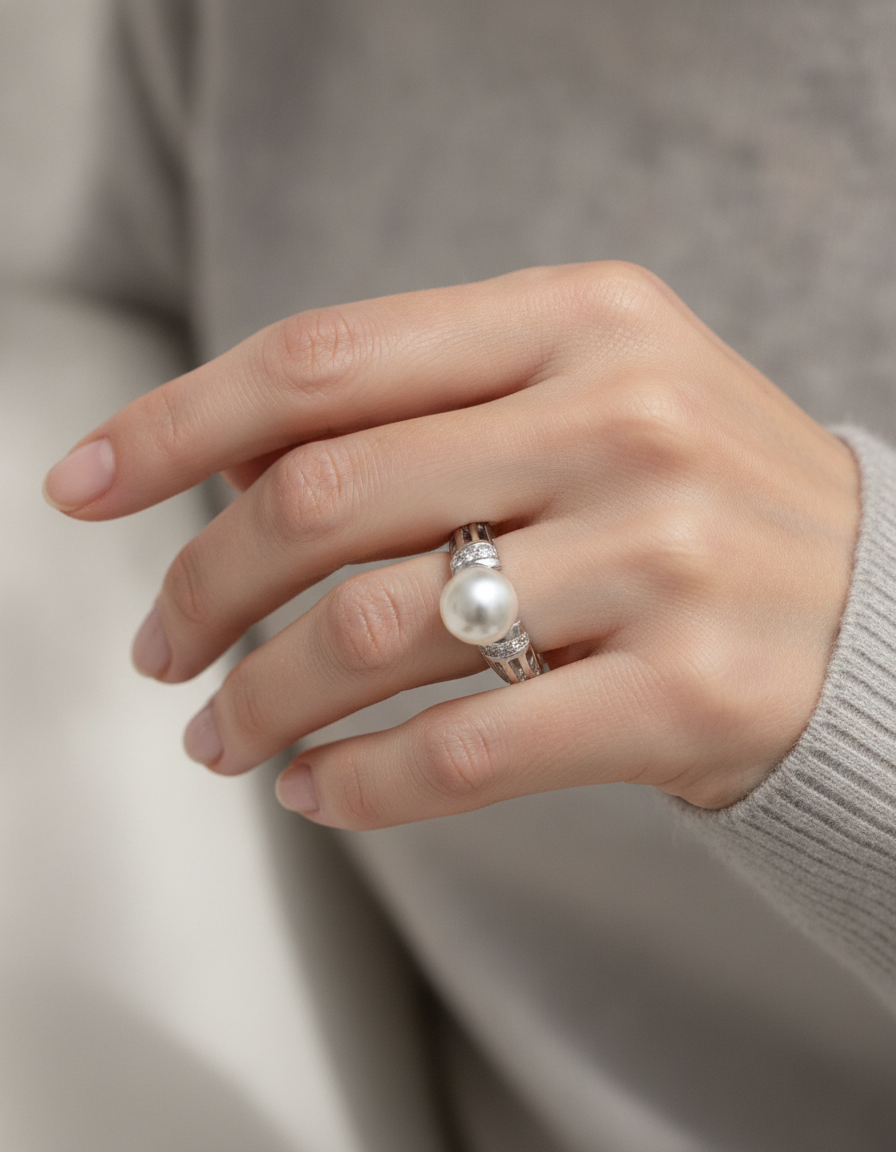 copper pearl zircon jewelry ring - AI-generated lifestyle image