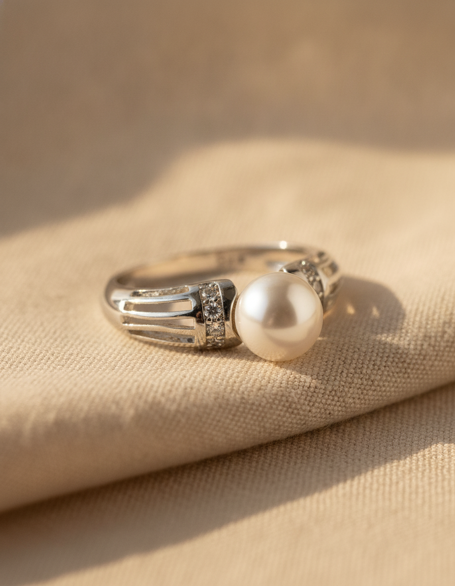 copper pearl zircon jewelry ring - AI-generated studio image