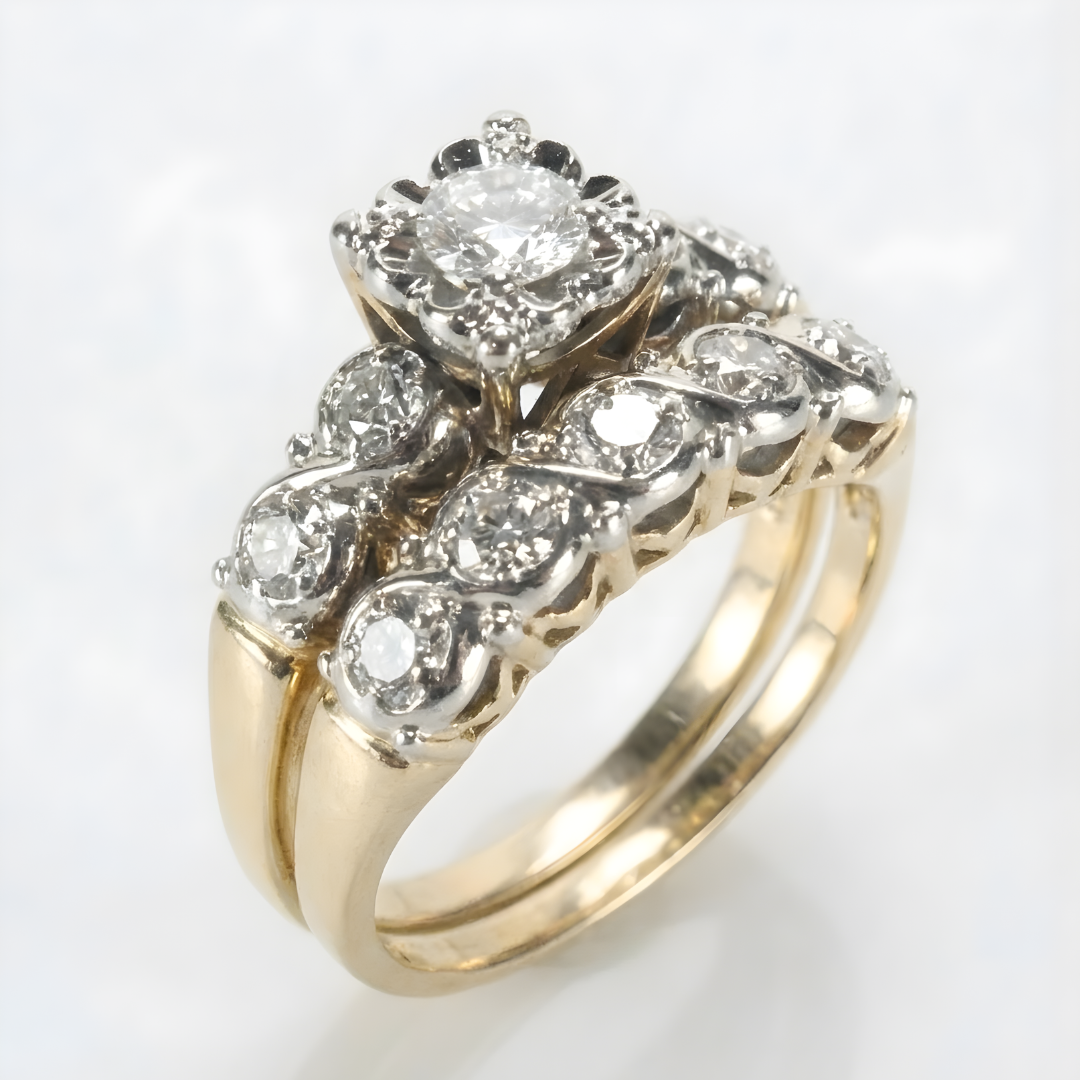 Round Zirconia Halo Ring with Floral Detail