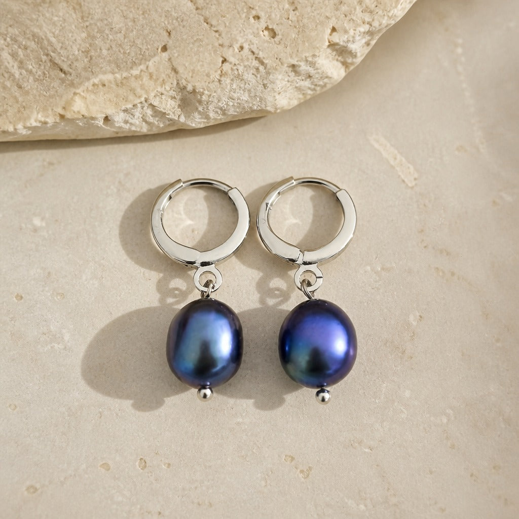 Baroque Freshwater Pearl Drop Earrings with Lever-Back Hoop — view 2