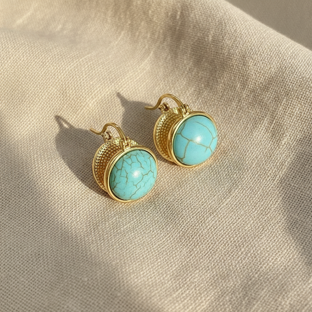 elegant vintage geometric turquoise stud earrings — studio
