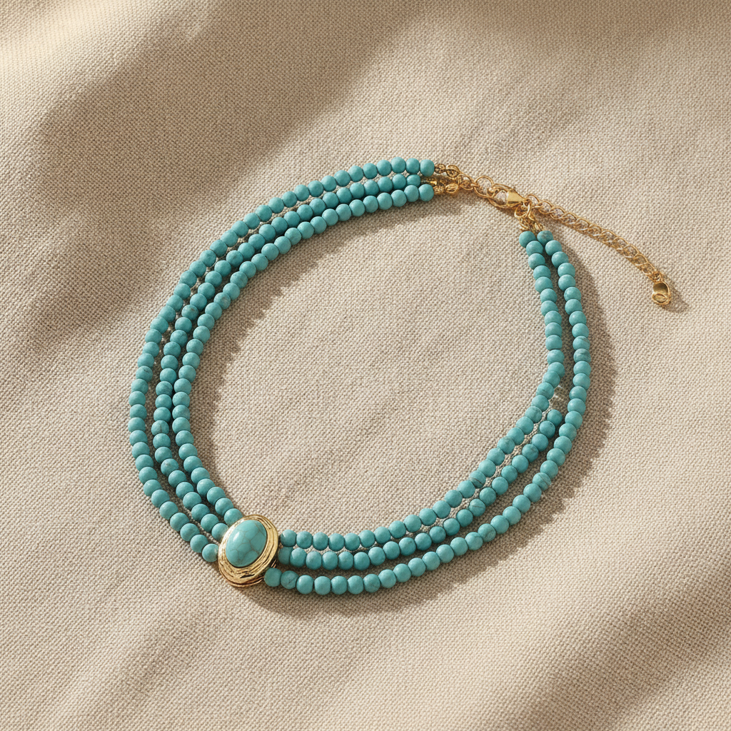 elegant vintage turquoise beaded necklace — studio