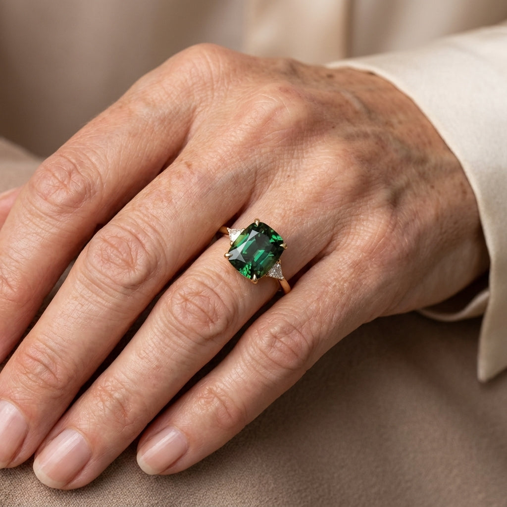 elegante quadrat smaragd ring — lifestyle