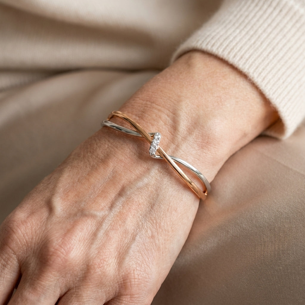 eliza vintage golden silver twist ring — lifestyle