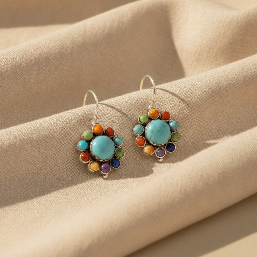 exclusive multi colored turquoise hoop earrings — studio
