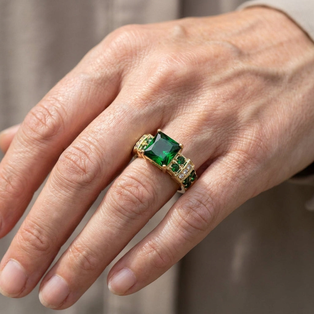 exquisite emerald ring gold 18k — lifestyle