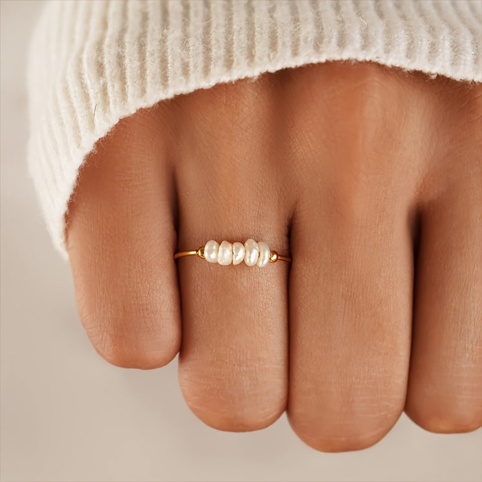 Freshwater Pearl Bangle Bracelet with Gold-Tone Band — view 2