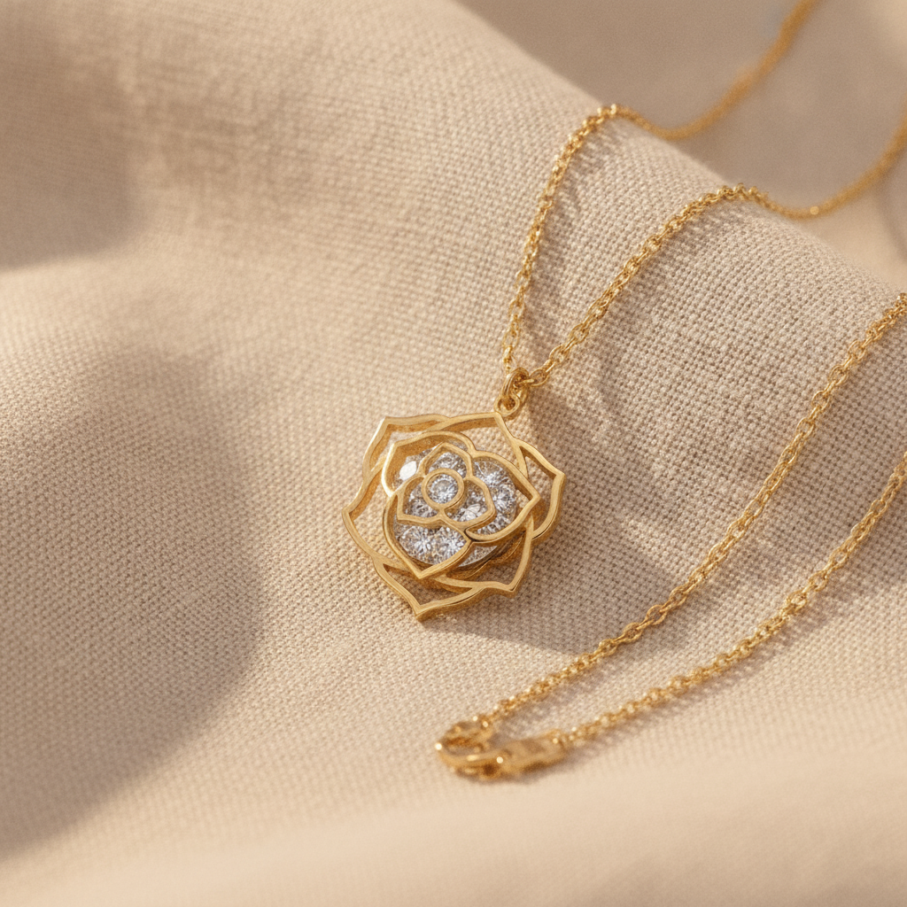 floral rose charm necklace — studio