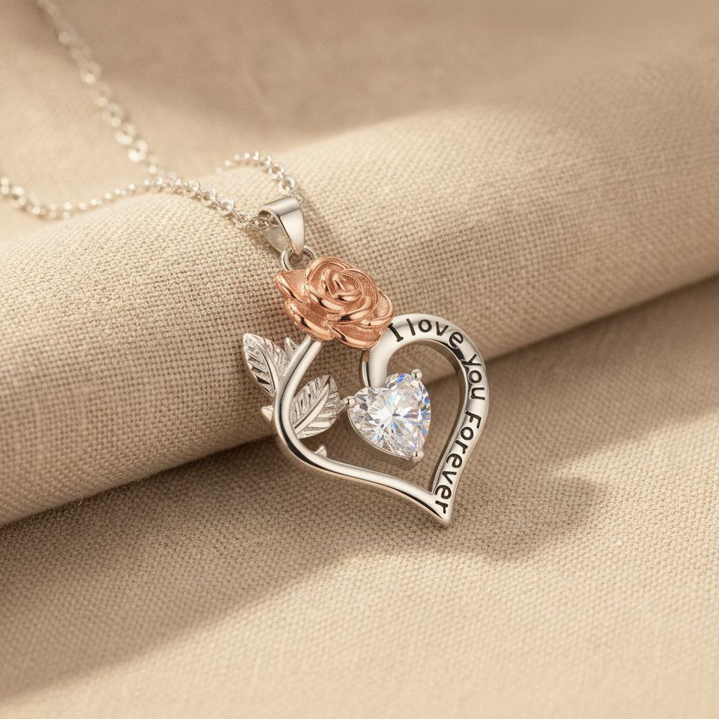 forever rose heart necklace — studio