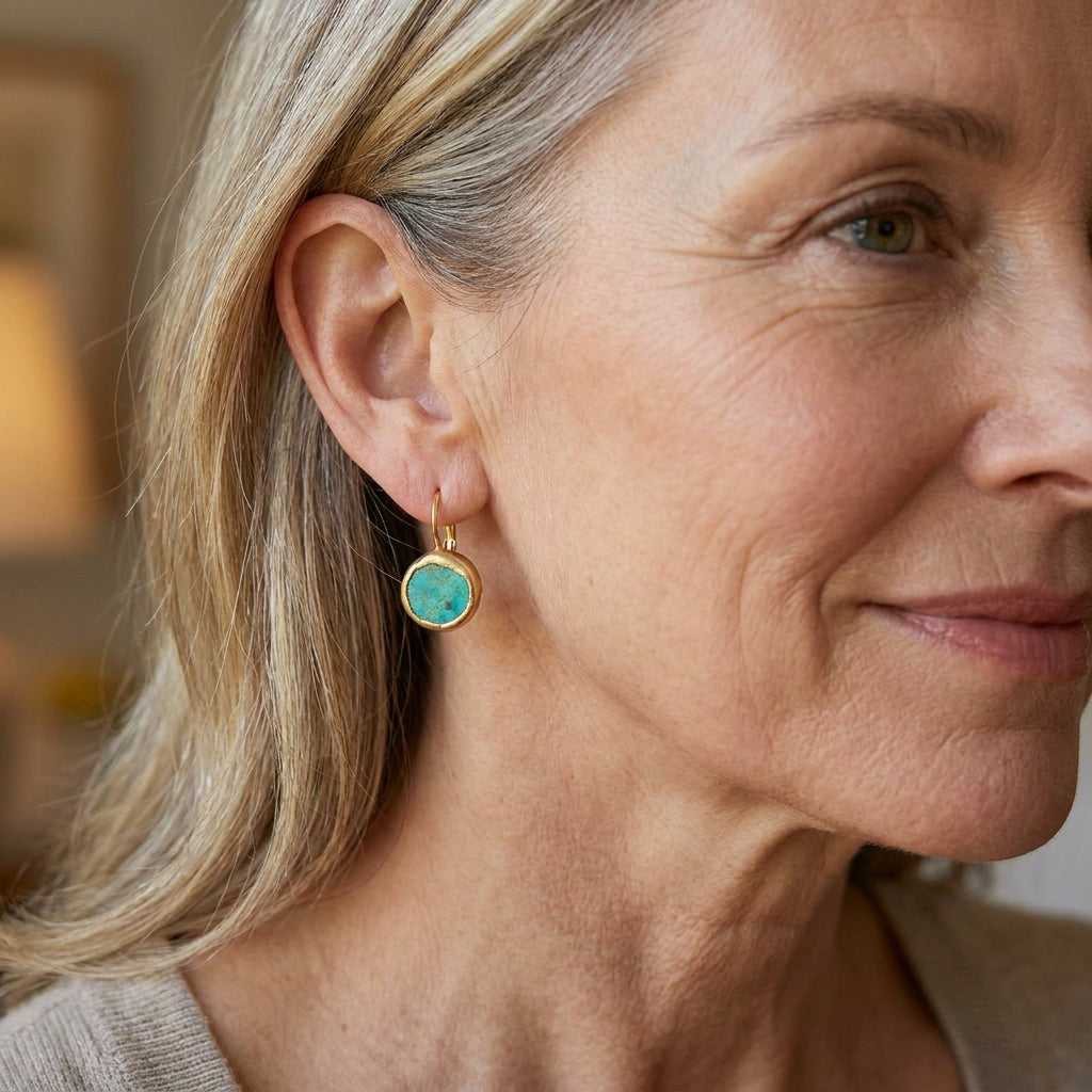 gold earrings with turquoise stone 1 — lifestyle