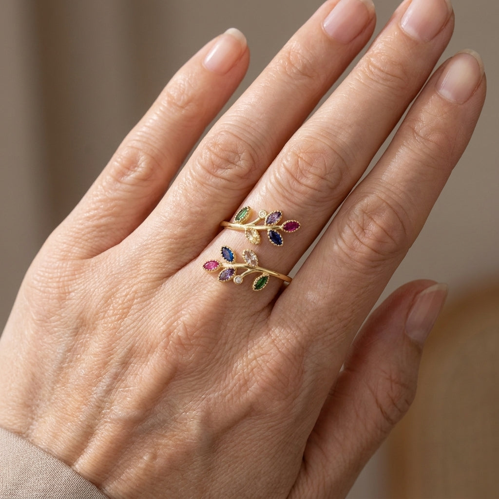 gold leaf wrap ring — lifestyle