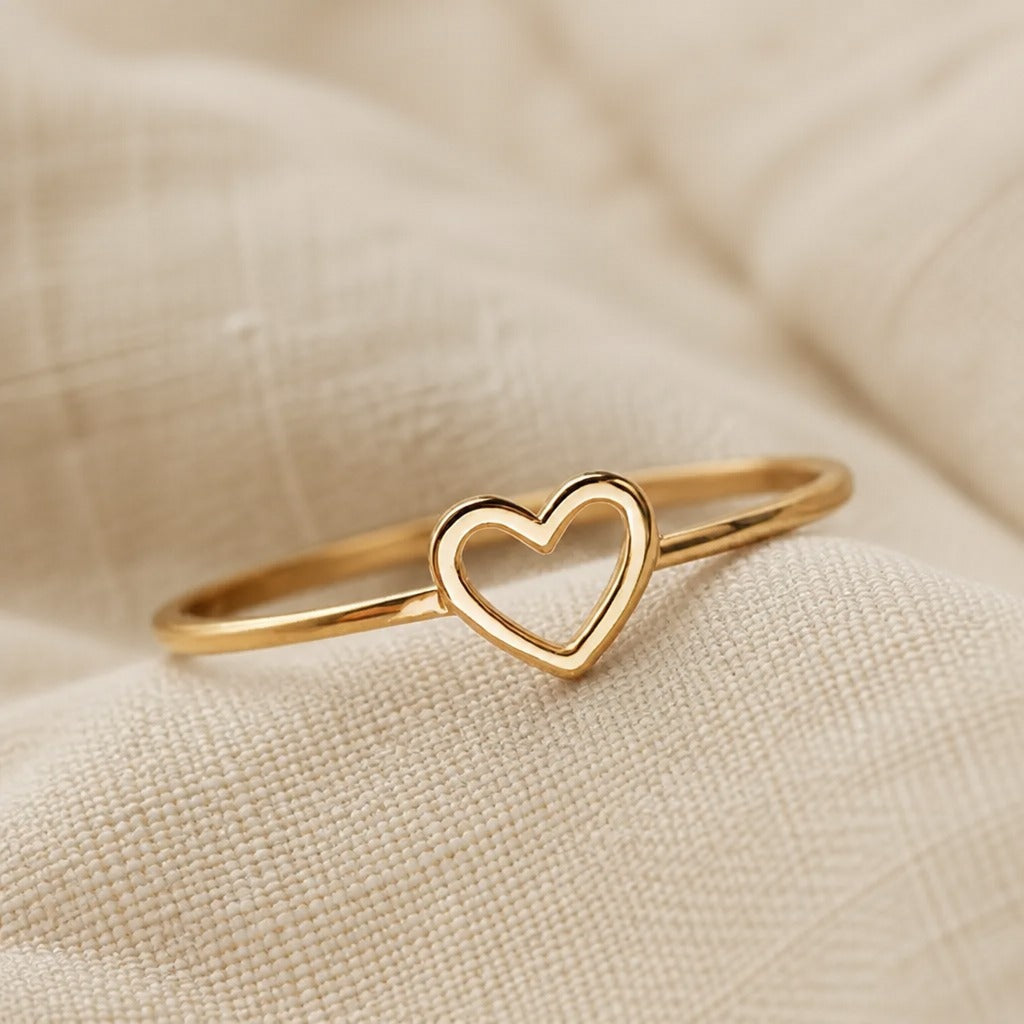 Open Heart Outline Cuff Ring, Gold Tone and Silver Tone — main image