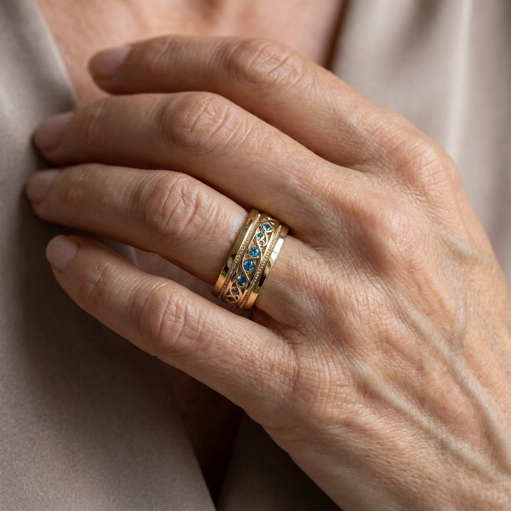 golden infinity ring vintage — lifestyle