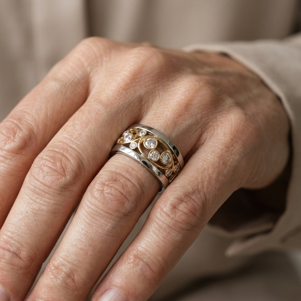 graceful gold silver ivy zirconia ring 1 — lifestyle
