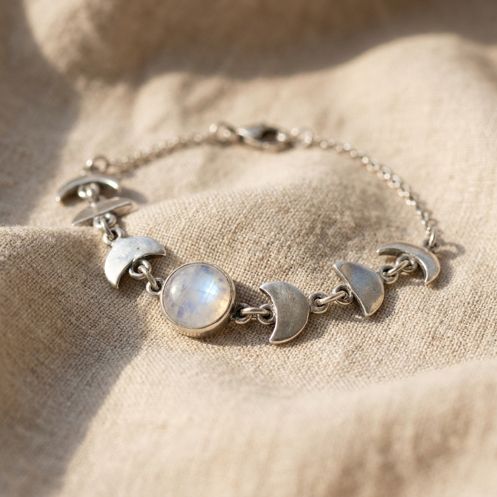 Moon Phase Moonstone Bracelet