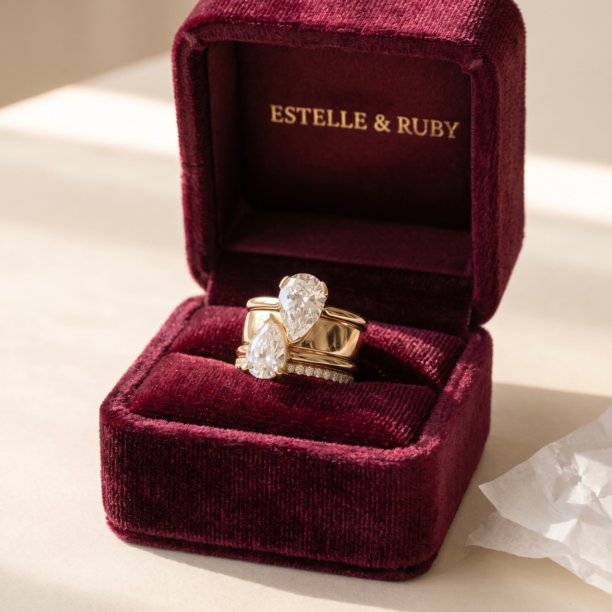 Vintage Double Zirconia Drop Ring