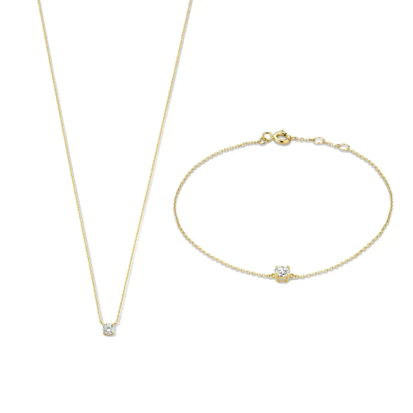 Round Moissanite Necklace & Bracelet Set with Cable Chain — view 2