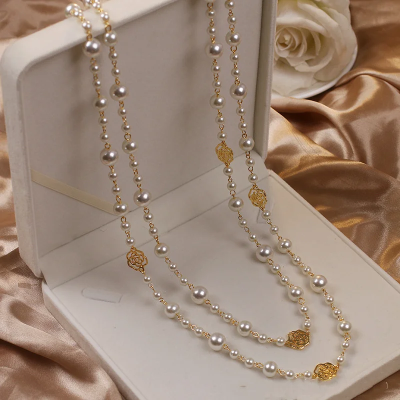 Pearl Jewelry Set - Gold-Tone Filigree Ring, Pearl Necklace and Celine Pearl Bracelet - 3 Pieces