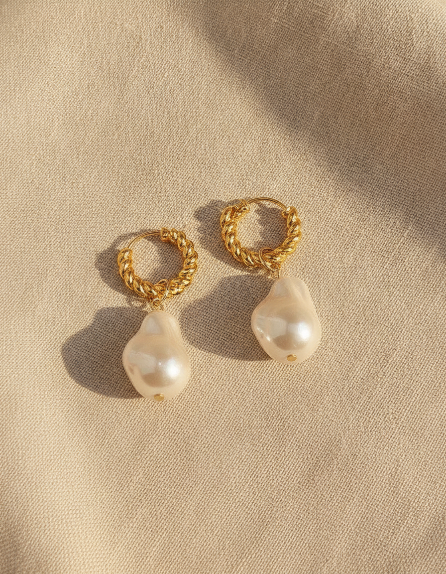 irregular pearl earrings jewelry girl - AI-generated studio image