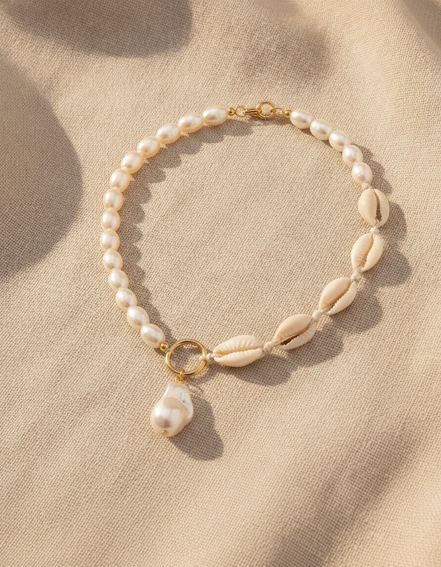 jewelry temperament baroque shaped pearl necklace - AI-generated studio image