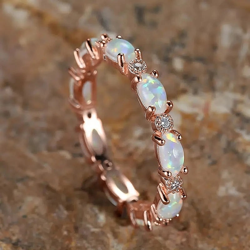 Opal Eternity Ring with Rose Gold Band — main image