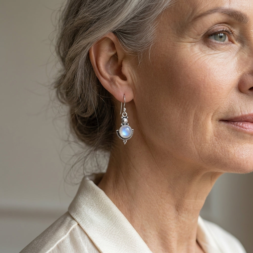 moonstone vintage earrings — lifestyle