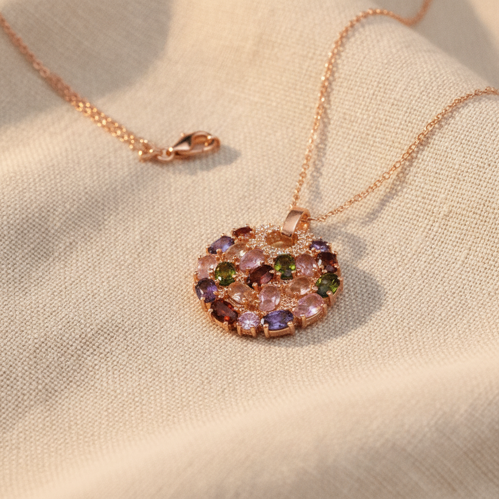 multi gemstone charm necklace — studio