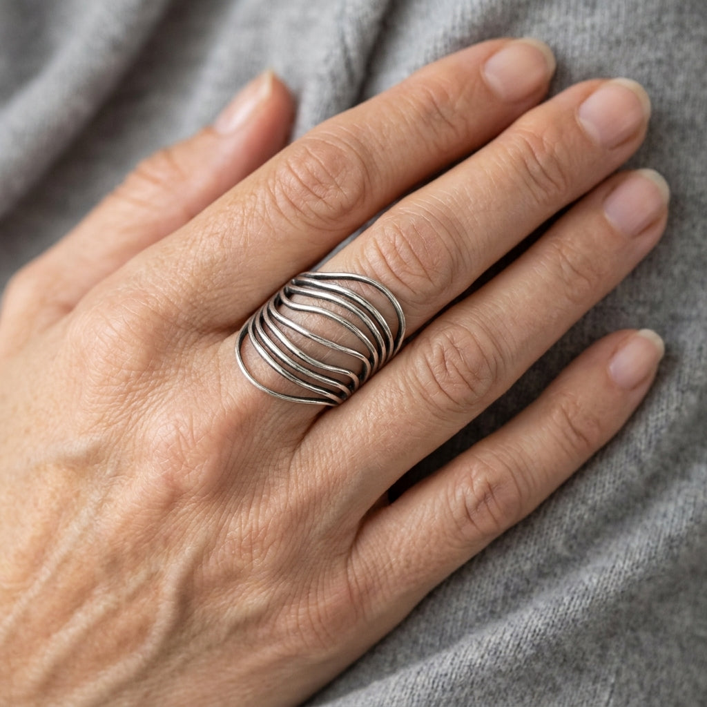 ocean waves statement ring asr9520 — lifestyle