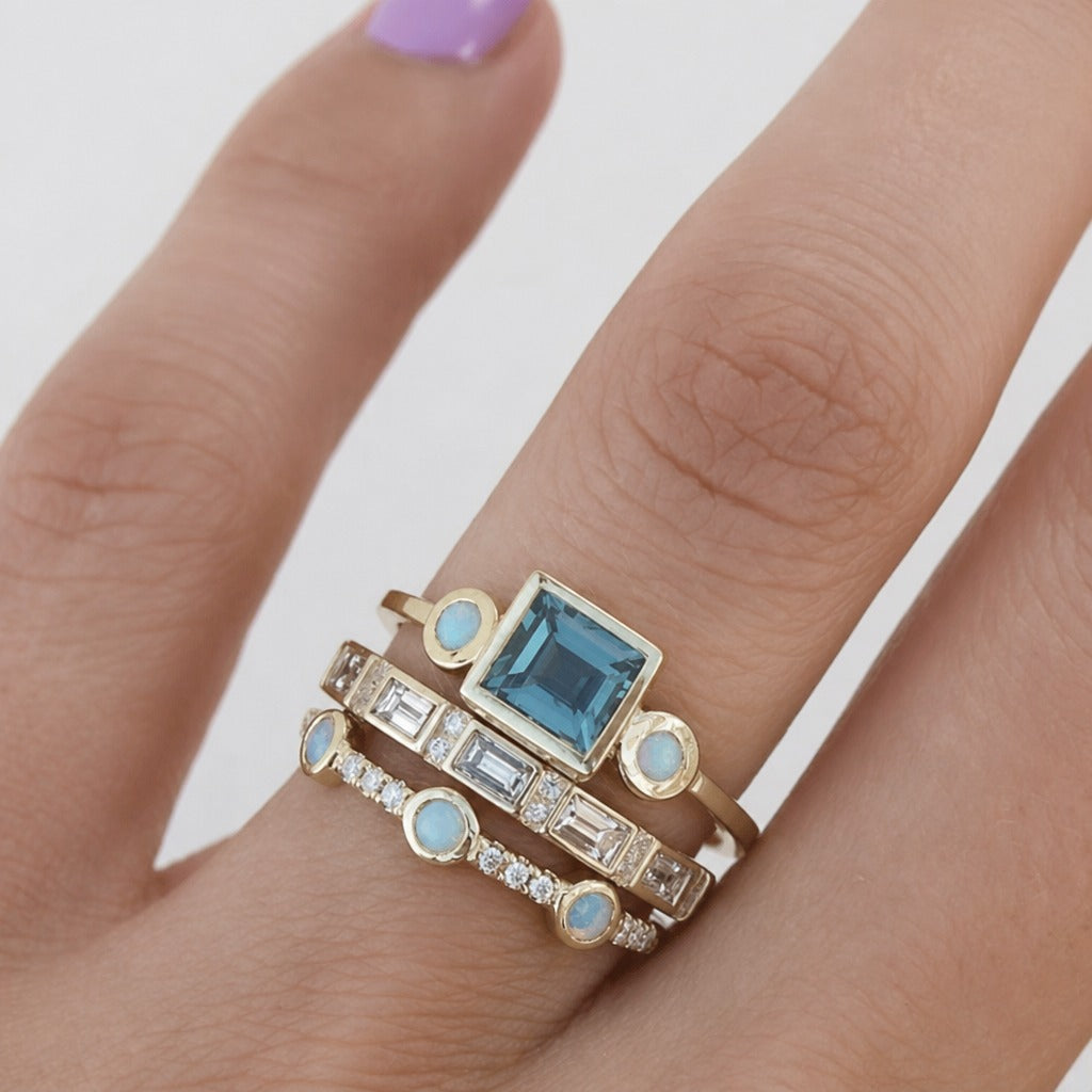 Ocean Blue Crystal Statement Ring