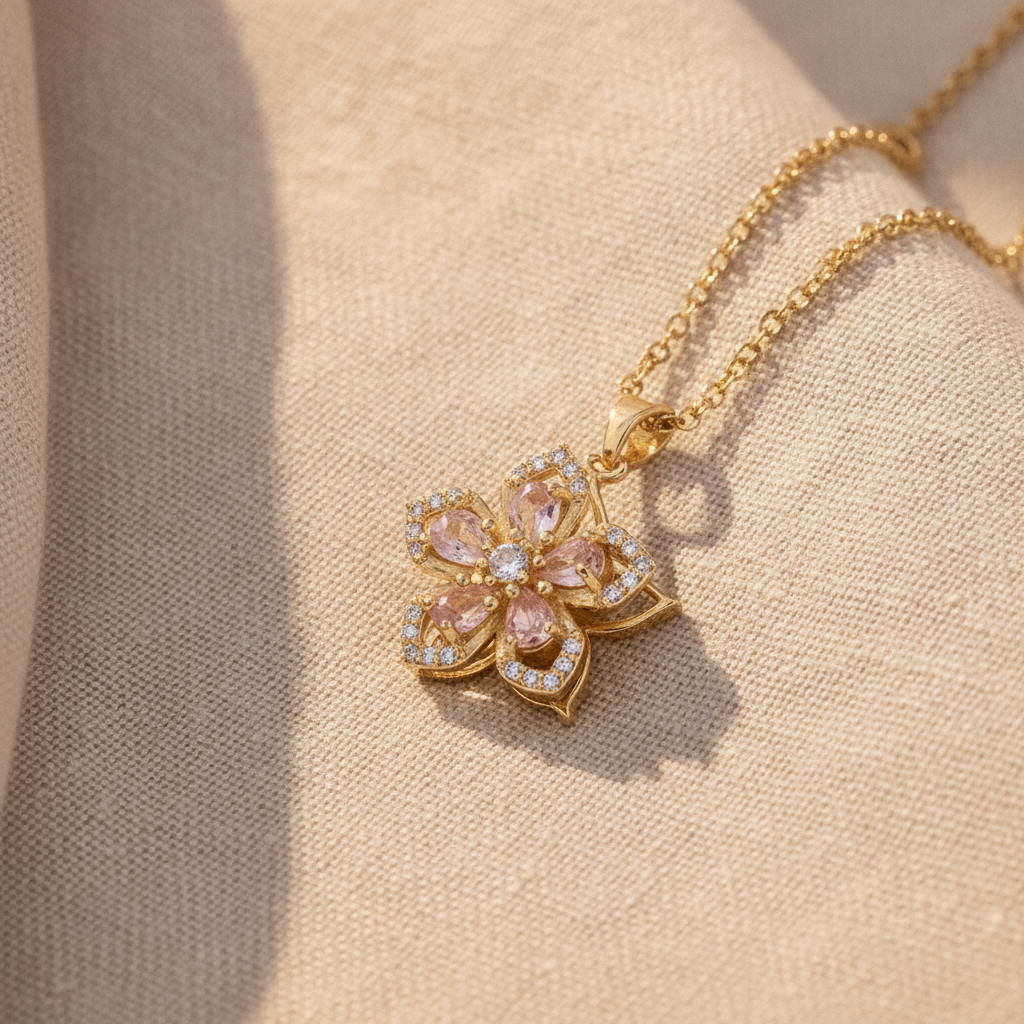 pink tourmaline bloom necklace — studio