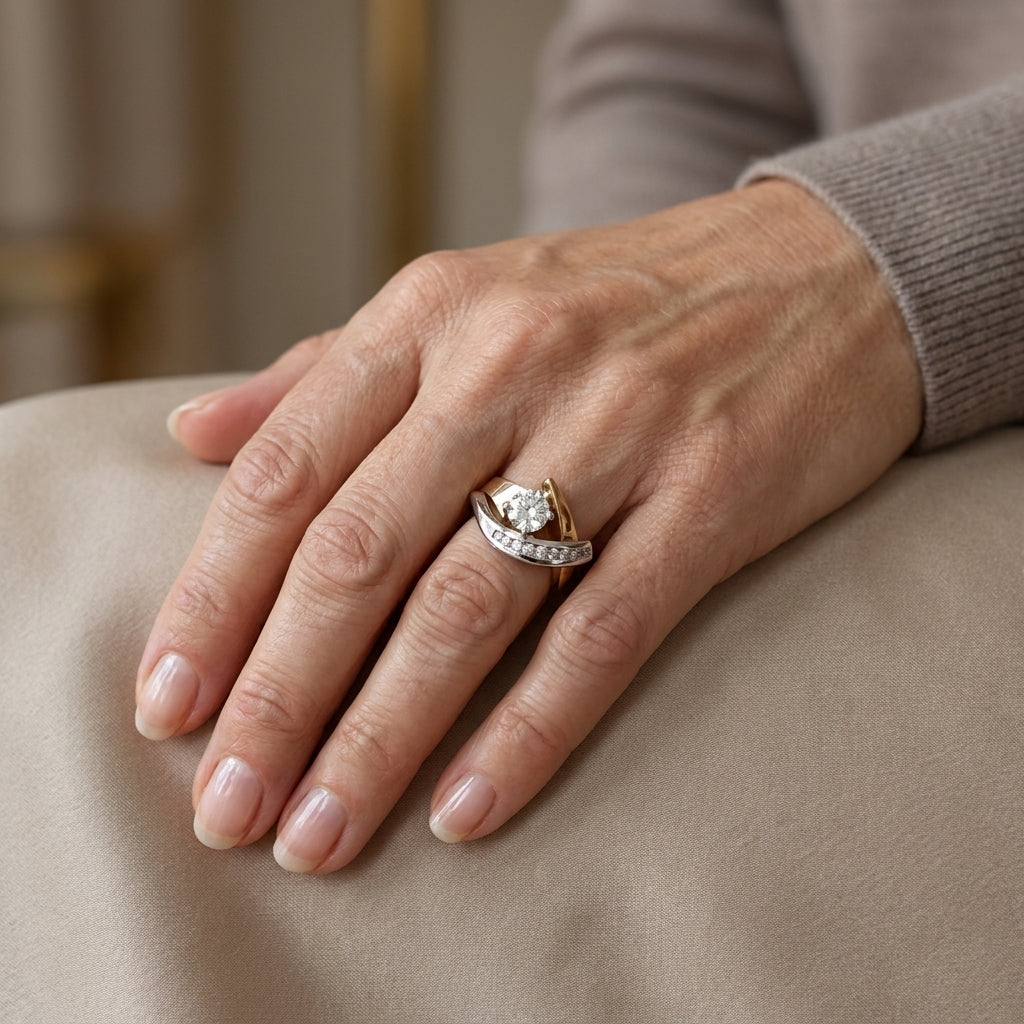 radiance irregular gold silver ring — lifestyle