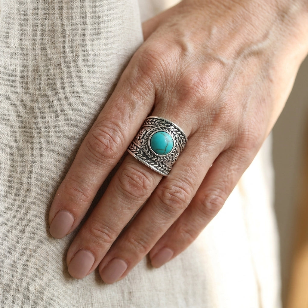 ravik stone open ring white gold — lifestyle