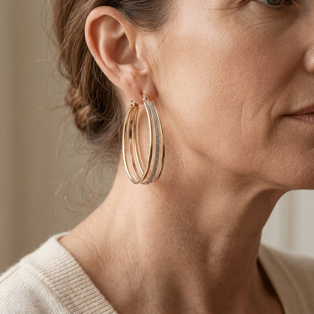 retro gold hoop earrings — lifestyle