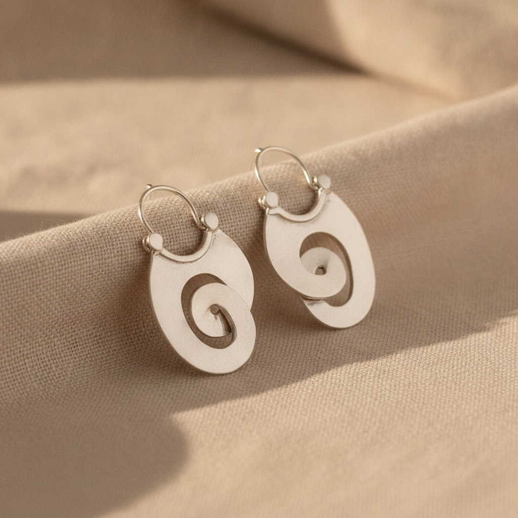 retro irregular silver earrings — studio