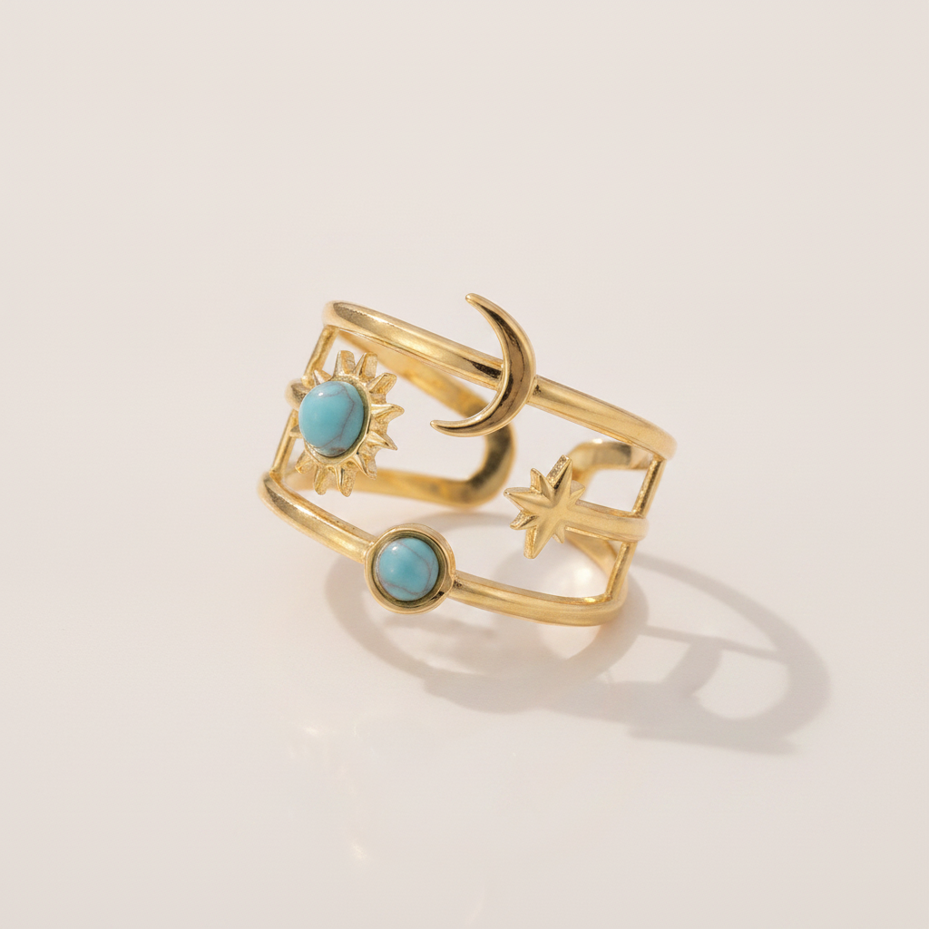 soluna turquoise orbit ring gold — studio