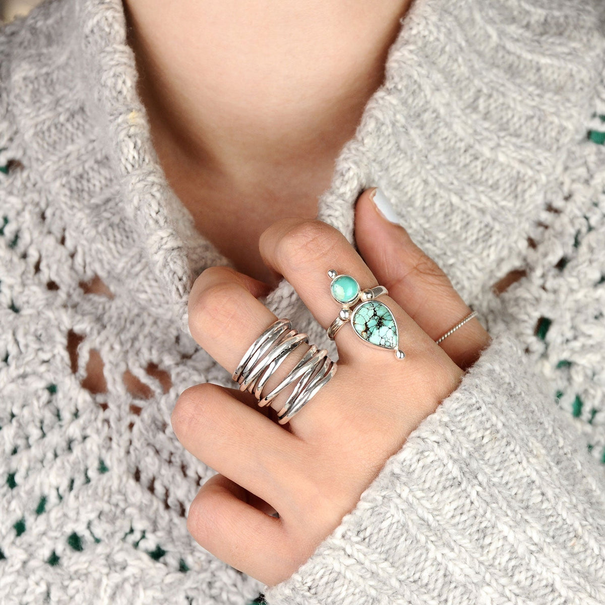 Chunky Wrap Wide Band Ring in Oxidized Sterling Silver