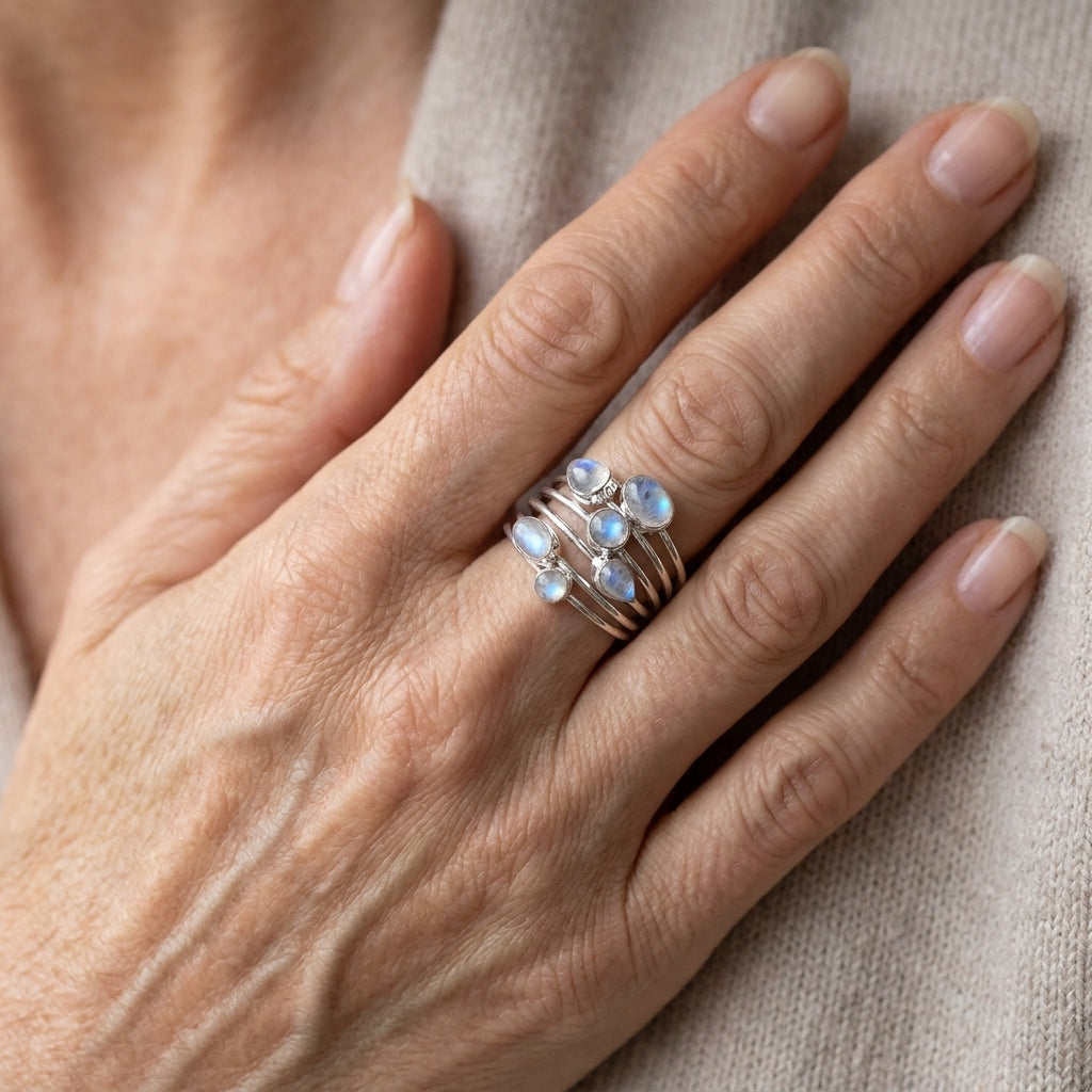 sterling silver stacking moonstone ring asr8844 — lifestyle