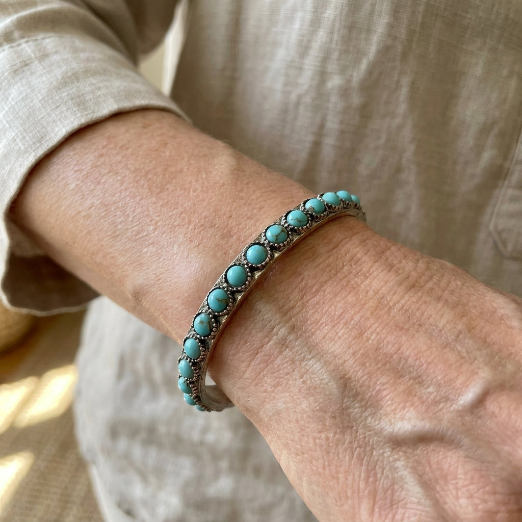 talisse turquoise open bracelet white gold — lifestyle