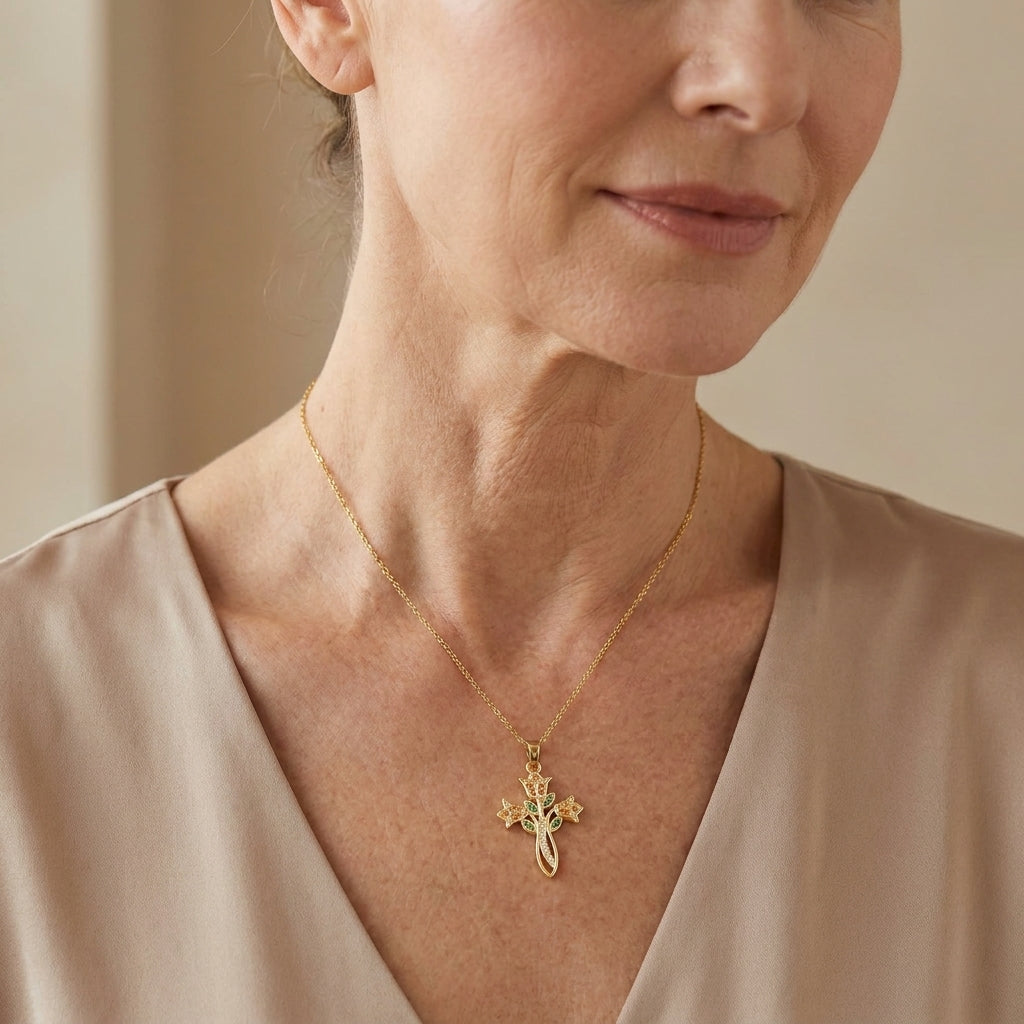 the garden of faith necklace — lifestyle