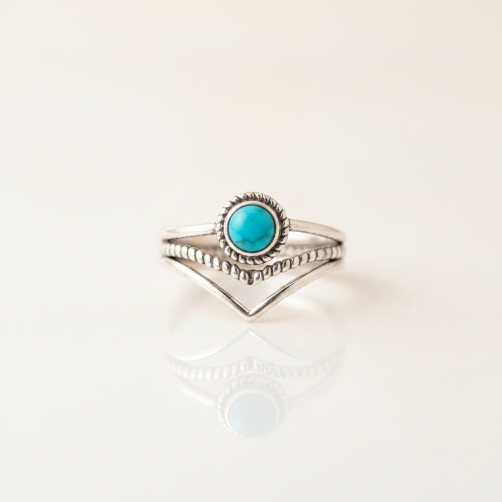 velora turquoise beaded ring gold — studio