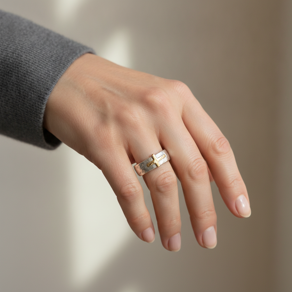 vintage bohemian rock band cross ring suitable for weddingparty unisex faith symbol minimalist style ring for year round wear daily sizes 678910 — lifestyle