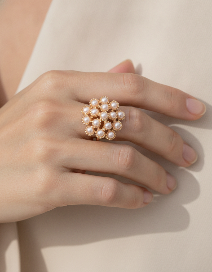 vintage fairy series pearl ring - AI-generated lifestyle image