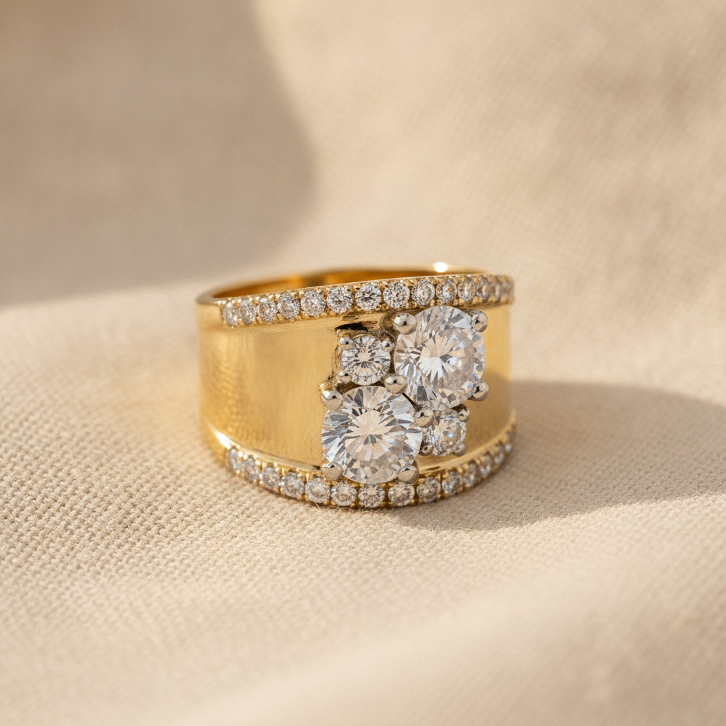 vintage golden bright zirconia ring — studio