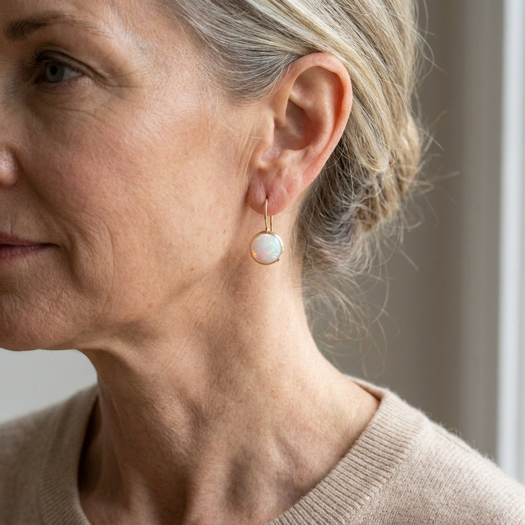 vintage opal stone gold earrings — lifestyle
