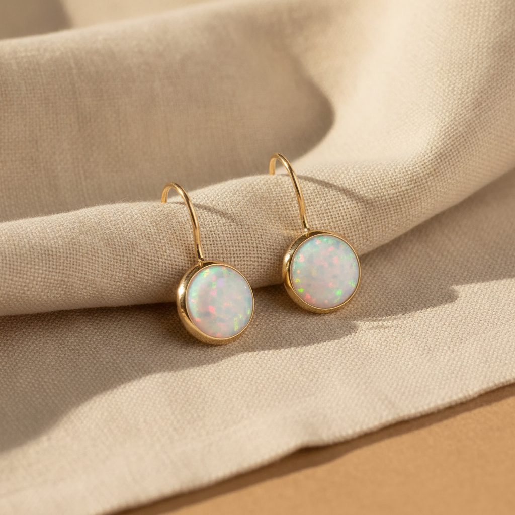 vintage opal stone gold earrings — studio