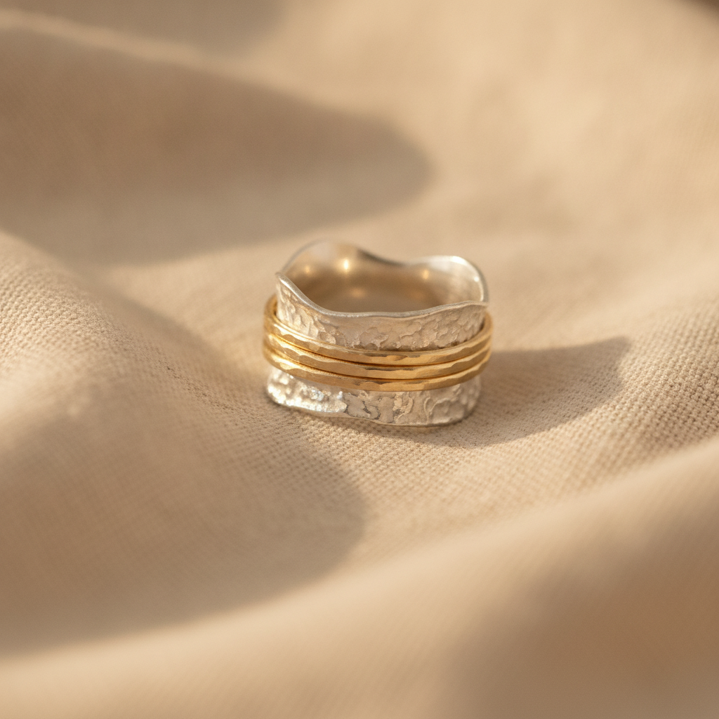 vintage spinner dunner gold silber ring — studio