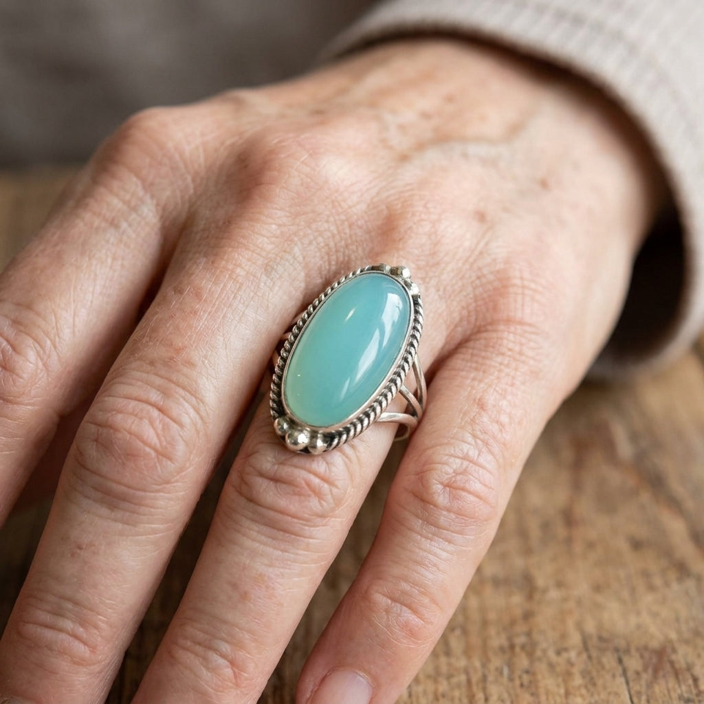 vintage sterling silver turquoise statement ring — lifestyle