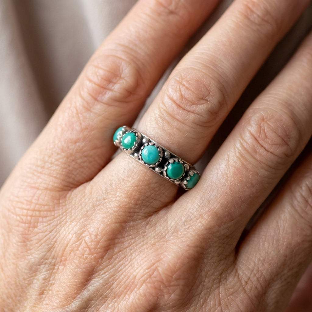 western style turquoise ring sterling silver asr9211 — lifestyle