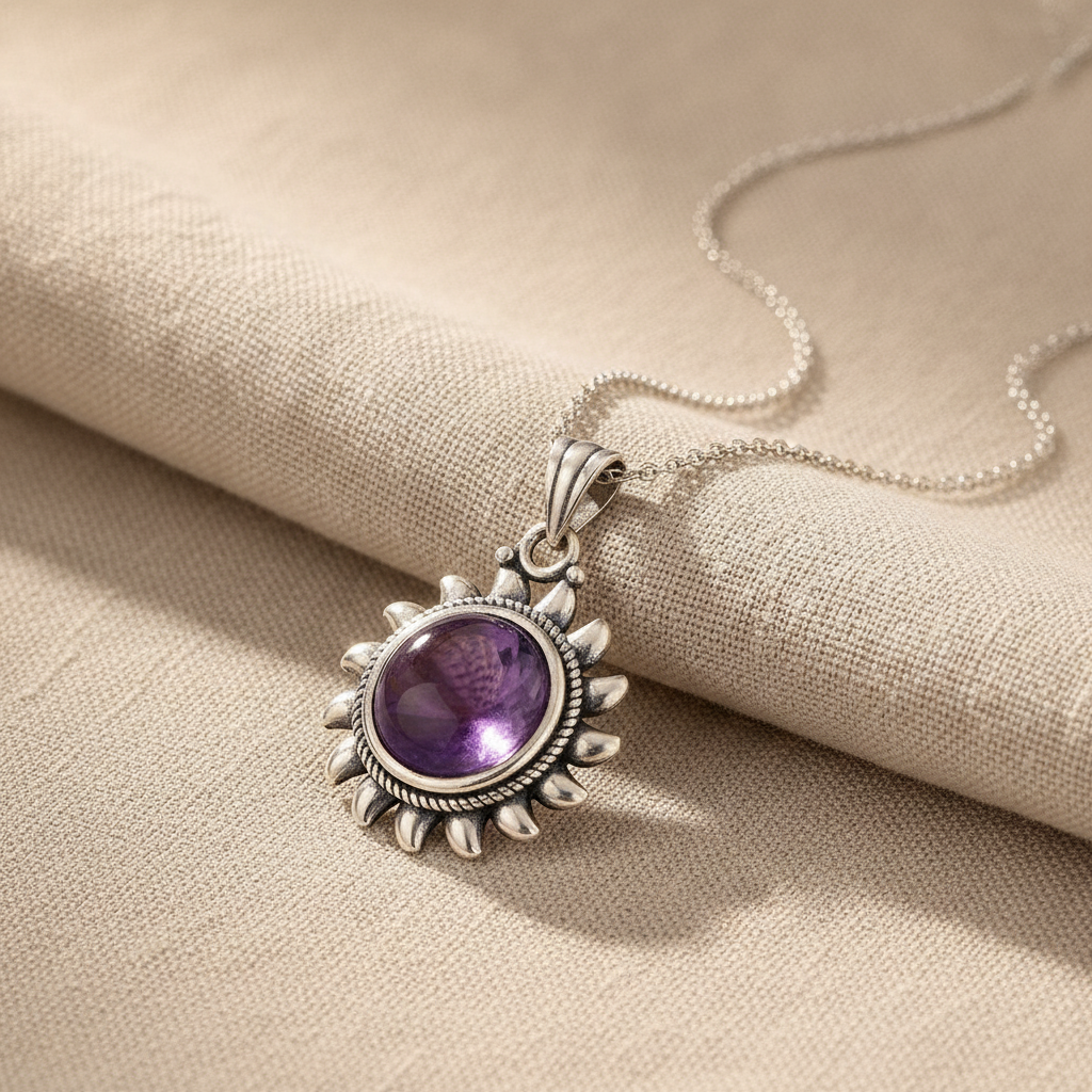 womens amethyst gemstone necklace — studio